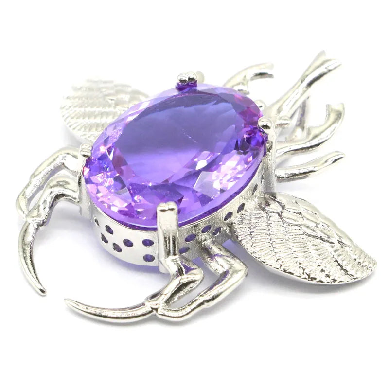 40x40mm Eye Catching Big beetle Zultanite Color Changing Alexandrite Topaz Mens Present Silver Pendant