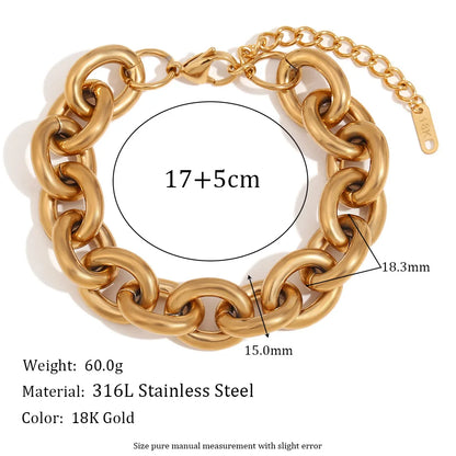 2025 Exaggerated Stainless Steel Tarnish Free Chunky O Chain Gold Choker Necklace Bracelet Jewelry Set Statement Necklace