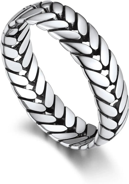 U7 925 Sterling Silver Unisex Rings 5mm-8mm Pattern Band Curb Link Chain Celtic Classic Plain Wedding Anniversary Couple Jewelry