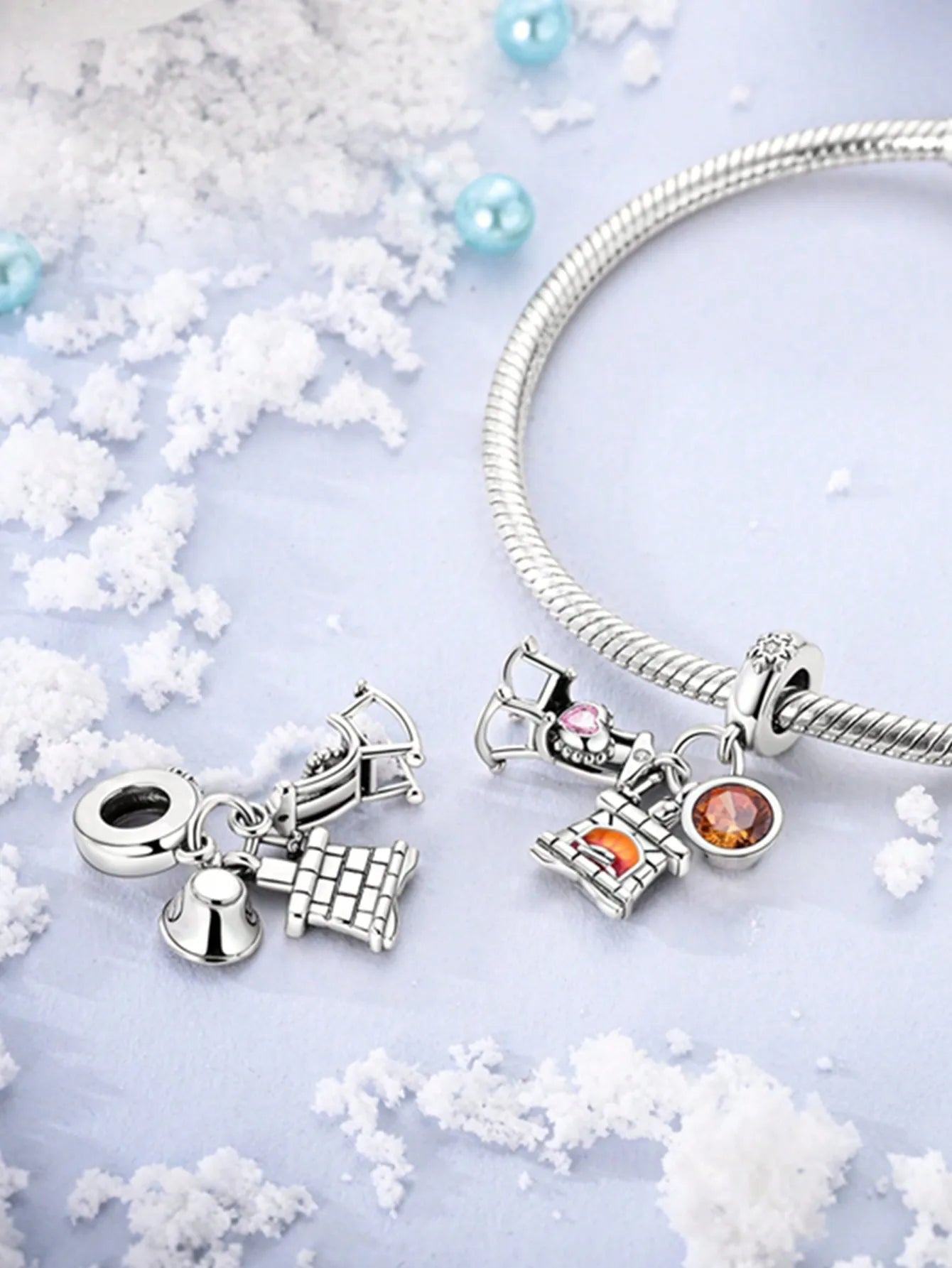 Charms Plata Christmas Bear Snowman Penguin Beads Charm Silver Plated Fit Charms Original Bracelet for Jewelry Making DIY Charm