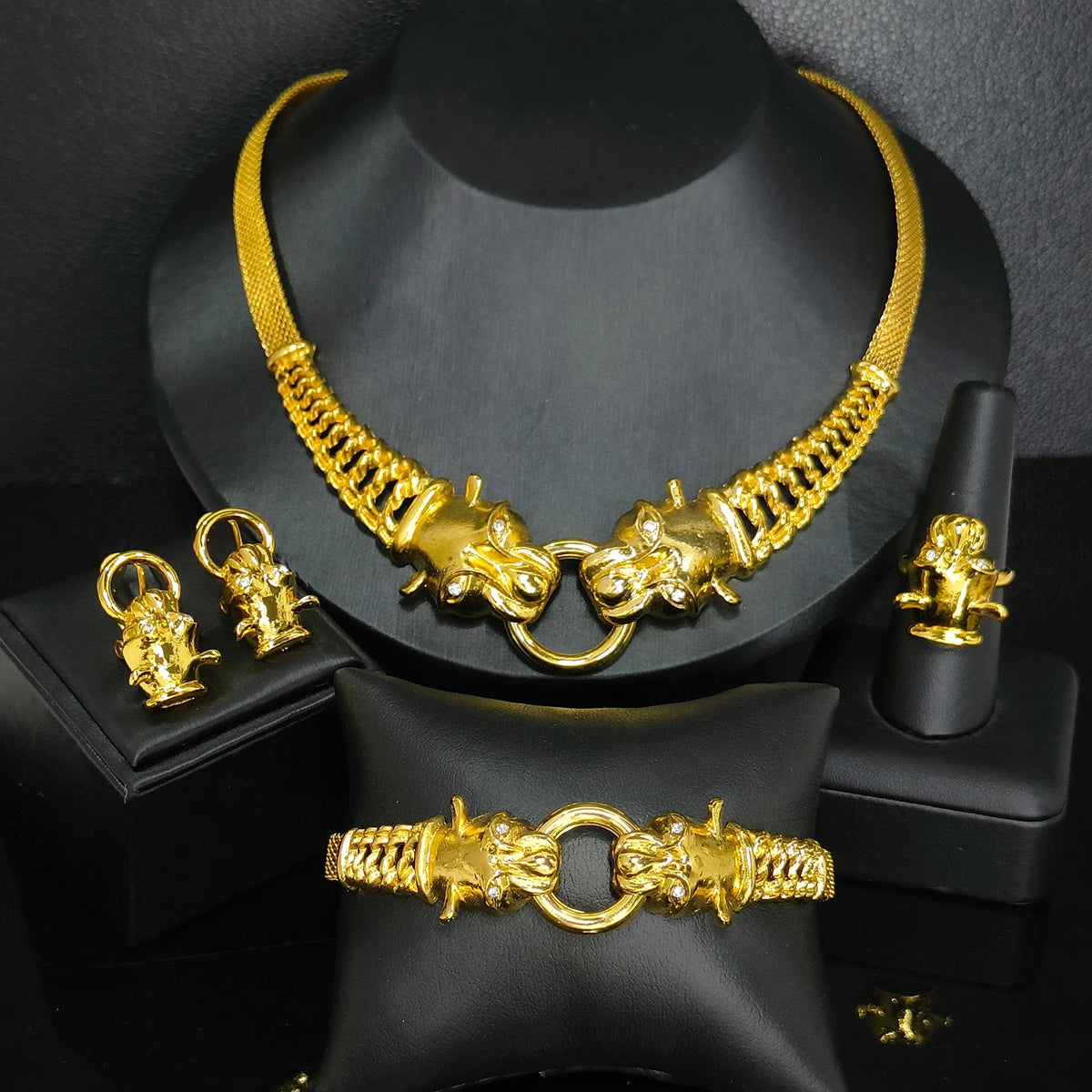 ANIID Dubai African Jewelry Sets For Women Big Animal Indian 24K Gold Color Jewelery Nigerian Necklace Ring Earring Wedding