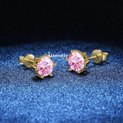 GRA Moissanite VVS1 Earrings Women 925 Sterling Silver Moissanita And Zircon Ear Studs Pink Yellow Red Orange Pass Diamond Test