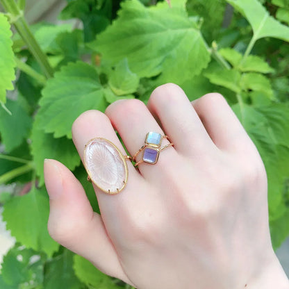 LAMOON 925 Silver Ring For Women Luxury Vintage Palace Snowflake Natural White Crystal 14K Gold Plated Fine Jewelry LMRI154