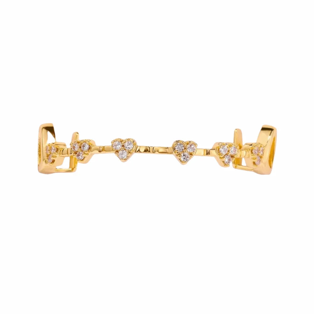 Trendy Hip Hop Dental Grills rhinestone Double Glossy Charm Teeth Grillz Simple Gold/Silver Tooth Caps for Women Men