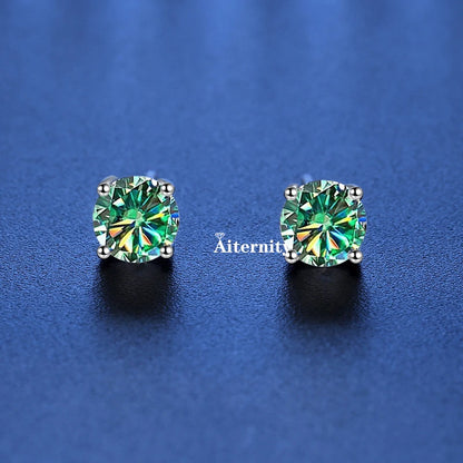 GRA Moissanite VVS1 Earrings Women 925 Sterling Silver Moissanita And Zircon Ear Studs Pink Yellow Red Orange Pass Diamond Test