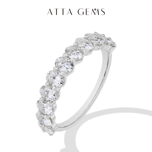 ATTAGEMS Oval Cut Moissanite Rings for Women 1.8CTW DVVS1 Diamond S925 Silver 18K Gold Plated Matching Wedding Band Jewelry Gift