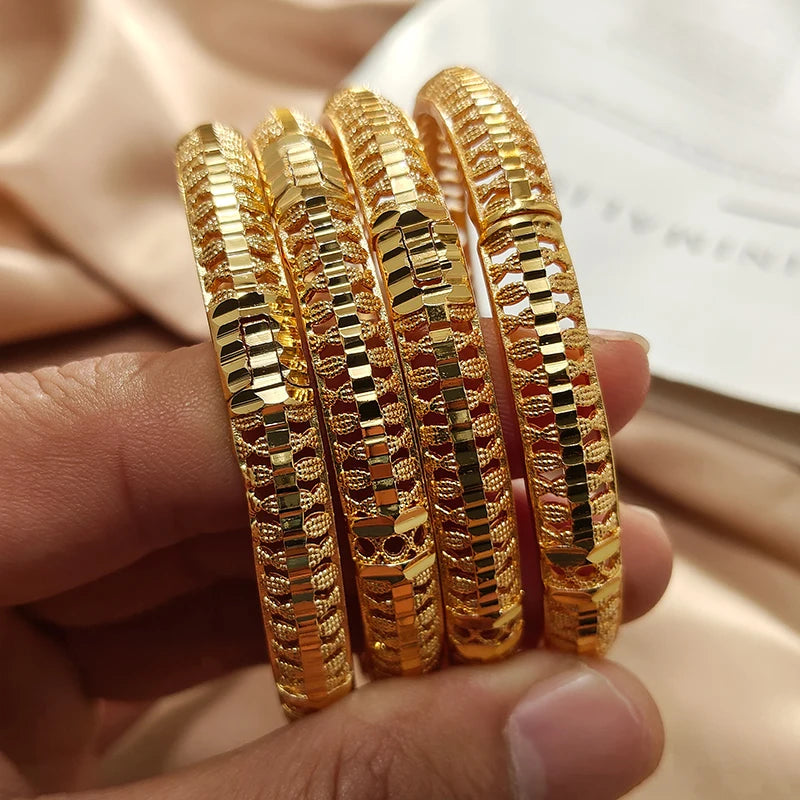 Gold Color Bangles For Women Girls Wedding Bracelet Bangles African Bridal  Jewelery Bijoux Femme wedding Bangles jewelry