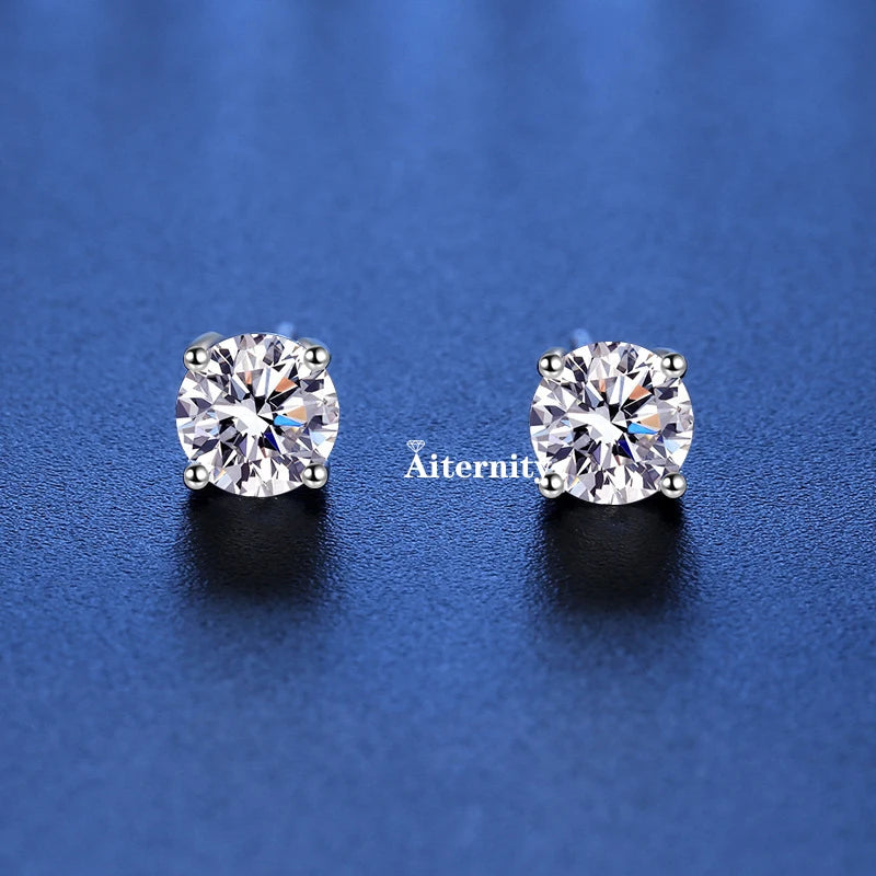 GRA Moissanite VVS1 Earrings Women 925 Sterling Silver Moissanita And Zircon Ear Studs Pink Yellow Red Orange Pass Diamond Test