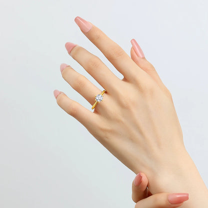 Real Gold 18K Moissanite Rings Hollow Women Engagement Wedding 1 Carat AU750 Diamond Ring Gift Mother Lovers Fine Jewelry