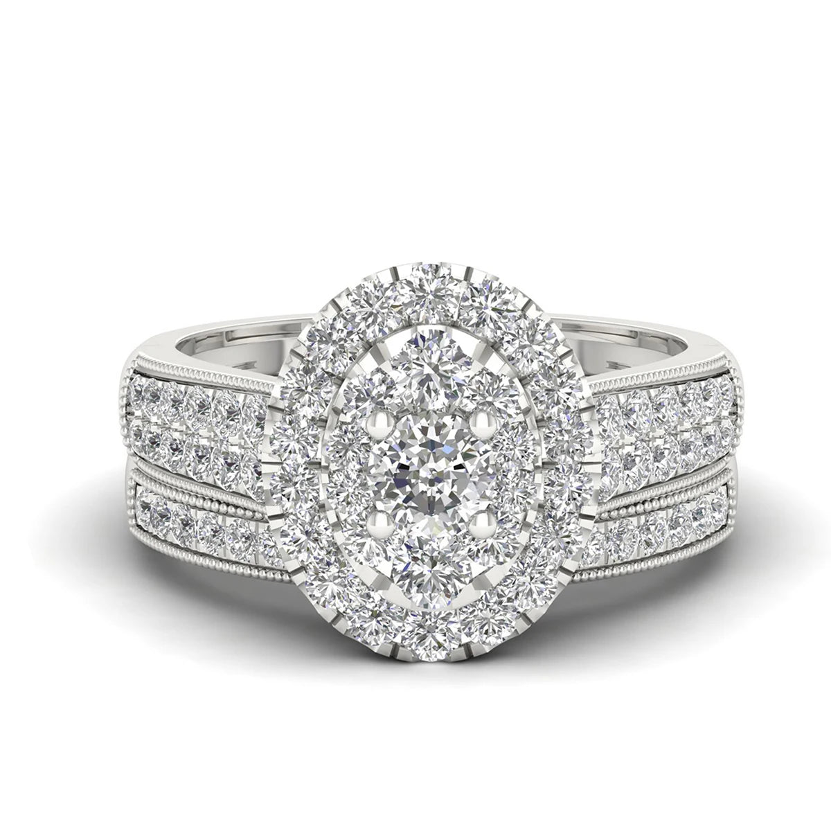 Luxury Solid 925 Sterling Silver Couple Rings For Women 3A Cubic Zirconia White Gold Plated Famous Brand Wedding Jewelery Gift