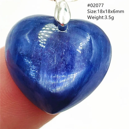 Natural Blue Kyanite Heart Love Pendant Jewelry Women Men Kyanite Necklace Cat Eye Beads Best Gift Fashion AAAAA