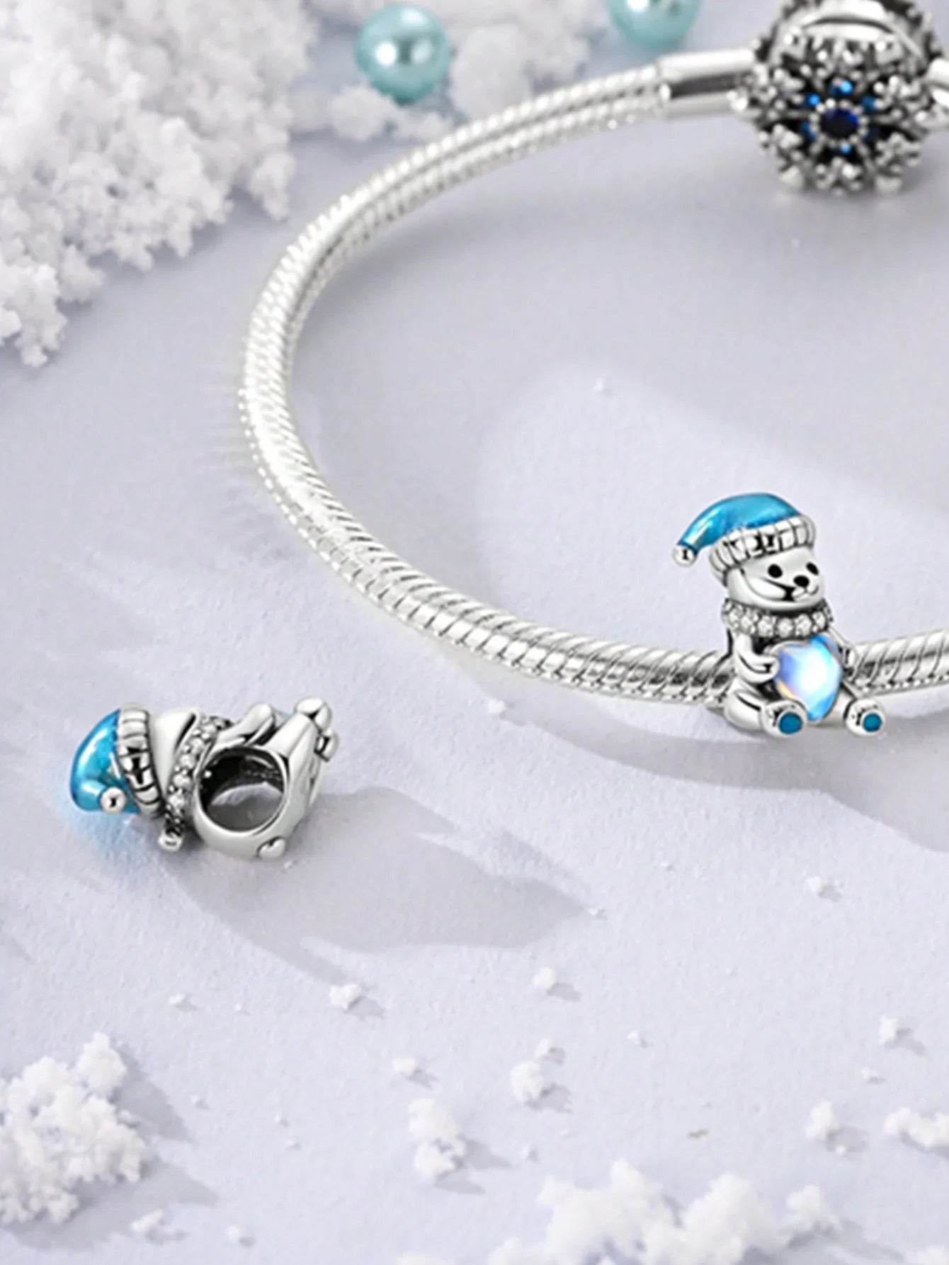 Charms Plata Christmas Bear Snowman Penguin Beads Charm Silver Plated Fit Charms Original Bracelet for Jewelry Making DIY Charm
