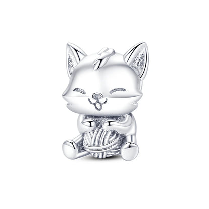 Silver Plated Cat Moon Star Earphone Dangle Charm Bead Pendant Fit Bangle Bracelet for Women Gift DIY Making