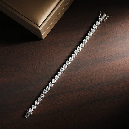 KNOBSPIN D VVS1 Heart Moissanite Tennis Bracelet Original 925 Sterling Silver Plated 18k White Gold with GRA Bracelets for Women