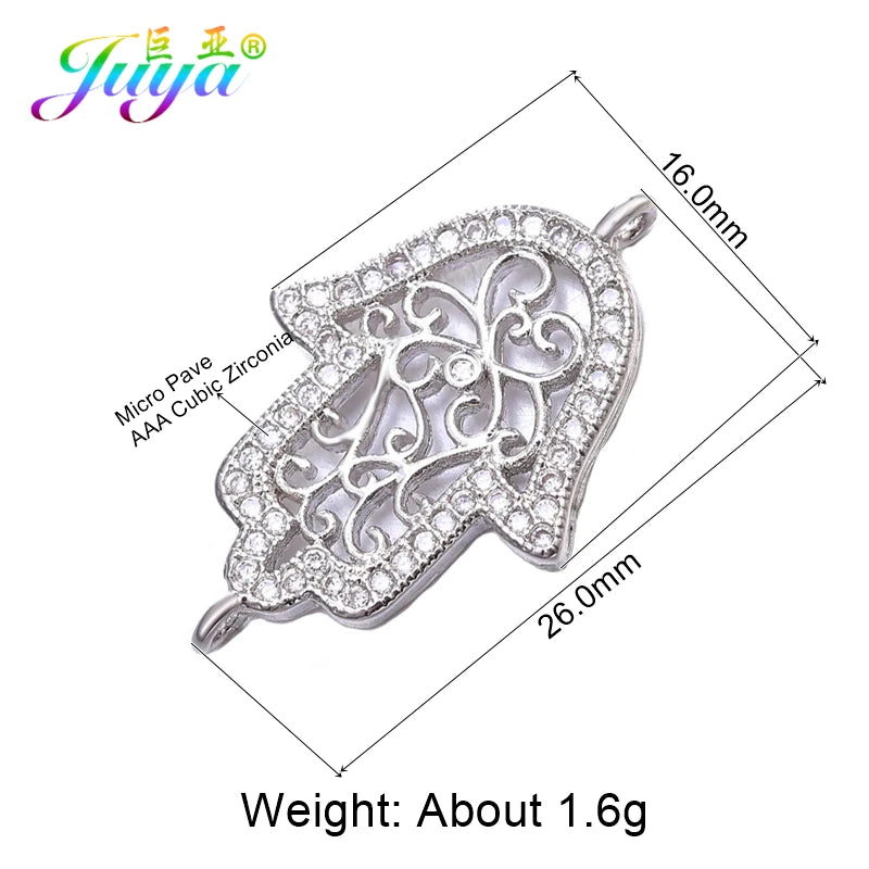 Juya Handmade 18K Gold Plated Cz Paved Decorative Copper Dragon Charms Connectors Accessories For DIY Talisman Jewelry Making