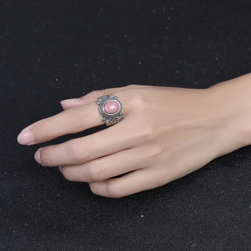 Retro Natural Ring for Men Women  Tiger's Eye Rhodochrosite Kyanite Amethyst Stone Rings Jewelry Party Birthday Gift Wholesale