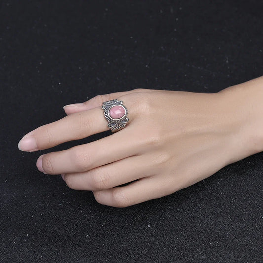 Retro Natural Ring for Men Women Tiger's Eye Rhodochrosite Kyanite Amethyst Stone Rings Jewelry Party Birthday Gift Wholesale