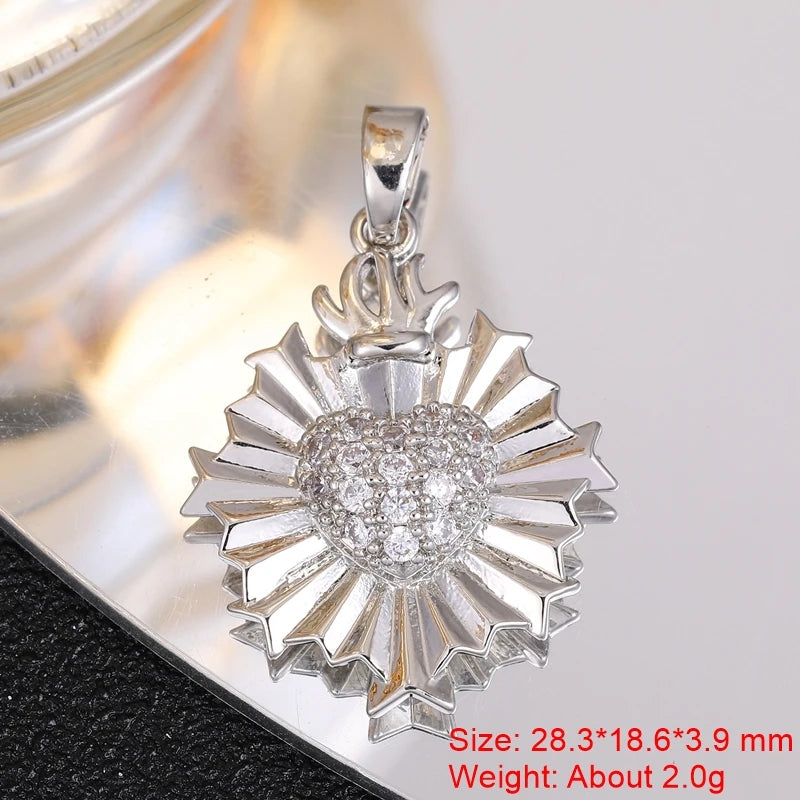 Juya 18K Real Gold Plated Star Of David Palm Tree Bird Flower Love Heart Evil Eye Charms For DIY Fashion Pendant Jewelry Making