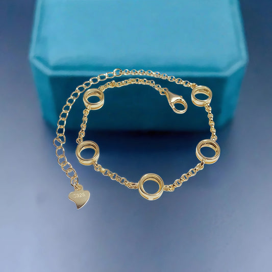 Fashion DIY Bracelet Empty Holder S925 Sterling Silver Setting 5mm Round Stone Design Simple Fine Jewelry Accessory for Woman