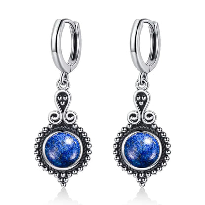 925 Sterling Silver Natural Kyanite Drop Earrings for Women Wedding Gifts Jewelry Vintage Hoop Earrings