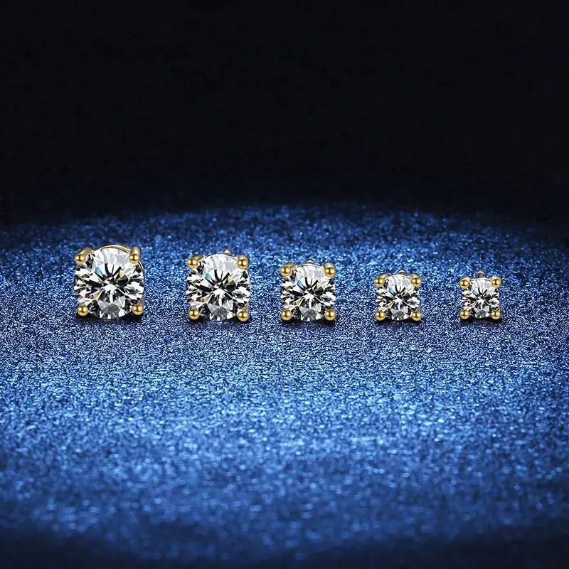 GRA Moissanite VVS1 Earrings Women 925 Sterling Silver Moissanita And Zircon Ear Studs Pink Yellow Red Orange Pass Diamond Test