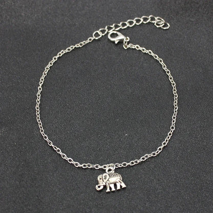 New Fashion Retro Elephant Charm Beach Anklets For Women Trendy Silver Color Foot Jewelry Wholesale Leg Bracelet Gift For Girl