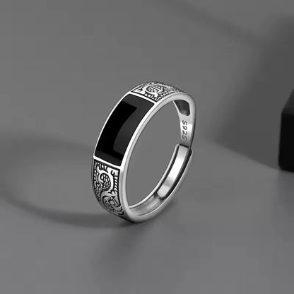 VENTFILLE 925 Sterling Silver Rings INS Fashion Hip Hop Vintage Couples Hollow Lines Punk Thai Silver Party Adjustable  Jewelry