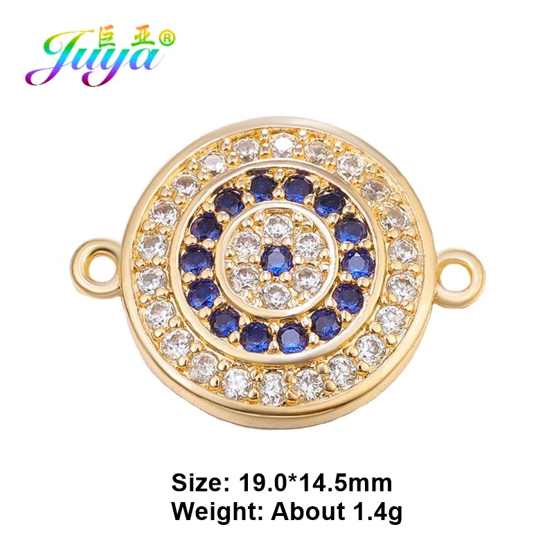 Juya Handmade 18K Gold Plated Cz Paved Decorative Copper Dragon Charms Connectors Accessories For DIY Talisman Jewelry Making