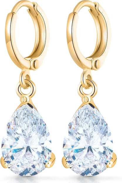 Teardrop Dangle Earrings for Women, 18ct Gold Plated Jewelry for Women and Girls in Jewelry Box