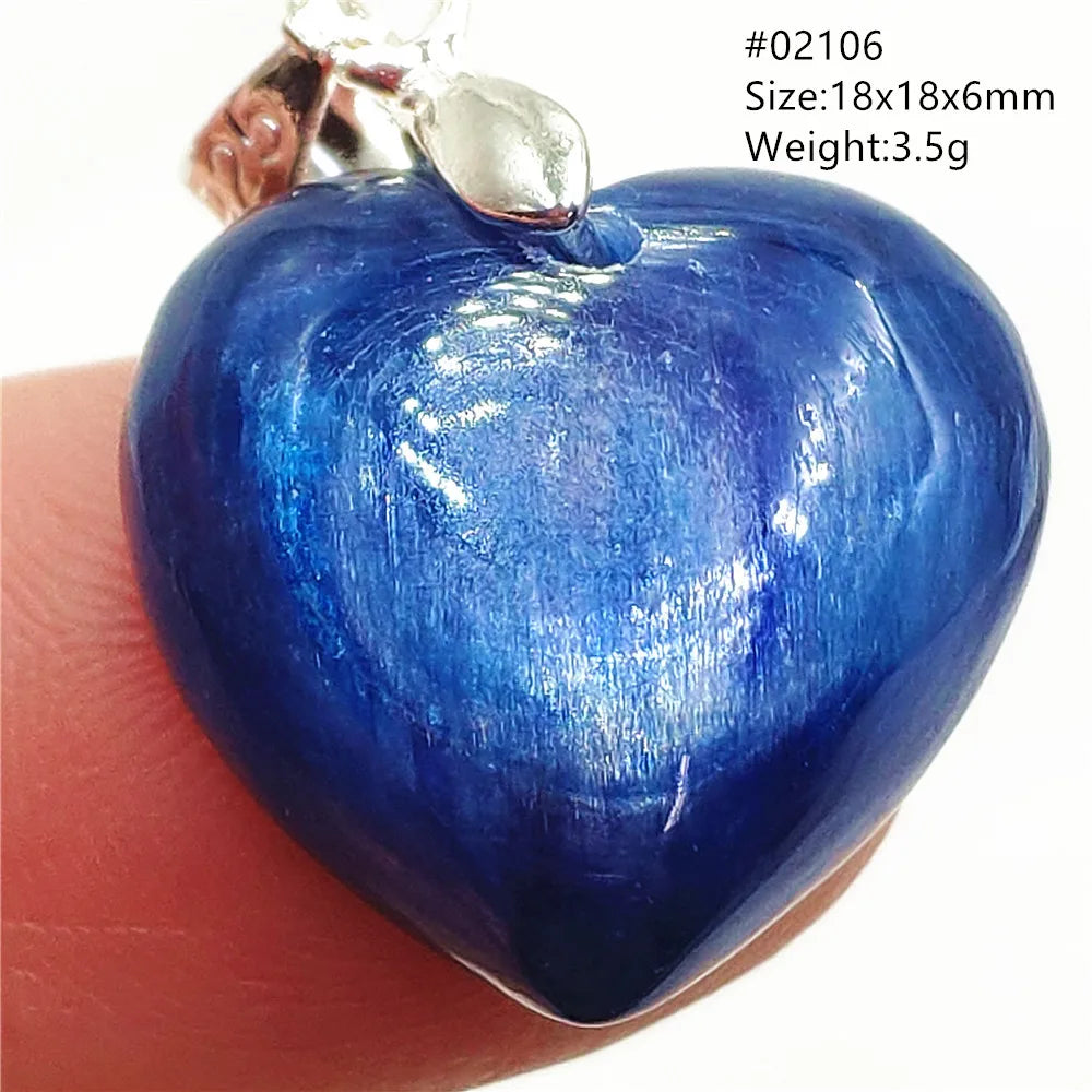Natural Blue Kyanite Heart Love Pendant Jewelry Women Men Kyanite Necklace Cat Eye Beads Best Gift Fashion AAAAA