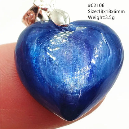 Natural Blue Kyanite Heart Love Pendant Jewelry Women Men Kyanite Necklace Cat Eye Beads Best Gift Fashion AAAAA