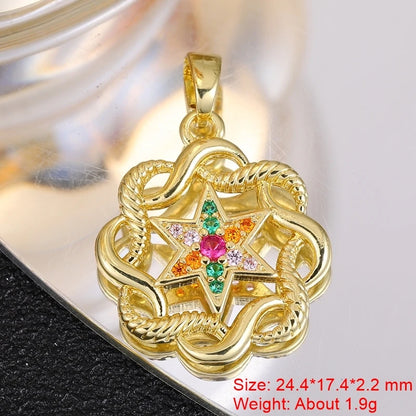 Juya 18K Real Gold Plated Star Of David Palm Tree Bird Flower Love Heart Evil Eye Charms For DIY Fashion Pendant Jewelry Making