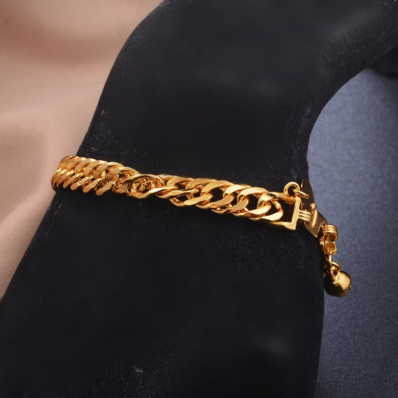 Gold Color men's bracelet Girls Wedding Bracelet Bangles African Bridal  Jewelery Bijoux Femme wedding Bangles jewelry
