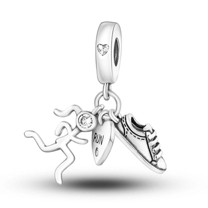 Silver Plated Cat Moon Star Earphone Dangle Charm Bead Pendant Fit Bangle Bracelet for Women Gift DIY Making