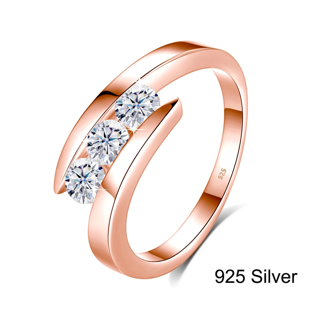 Kirin Palace 3 Stones Moissanite Ring For Women 18K 750 14K Gold D VVS Round Cut Solitaire Engagement Rings Female Fine Jewelery