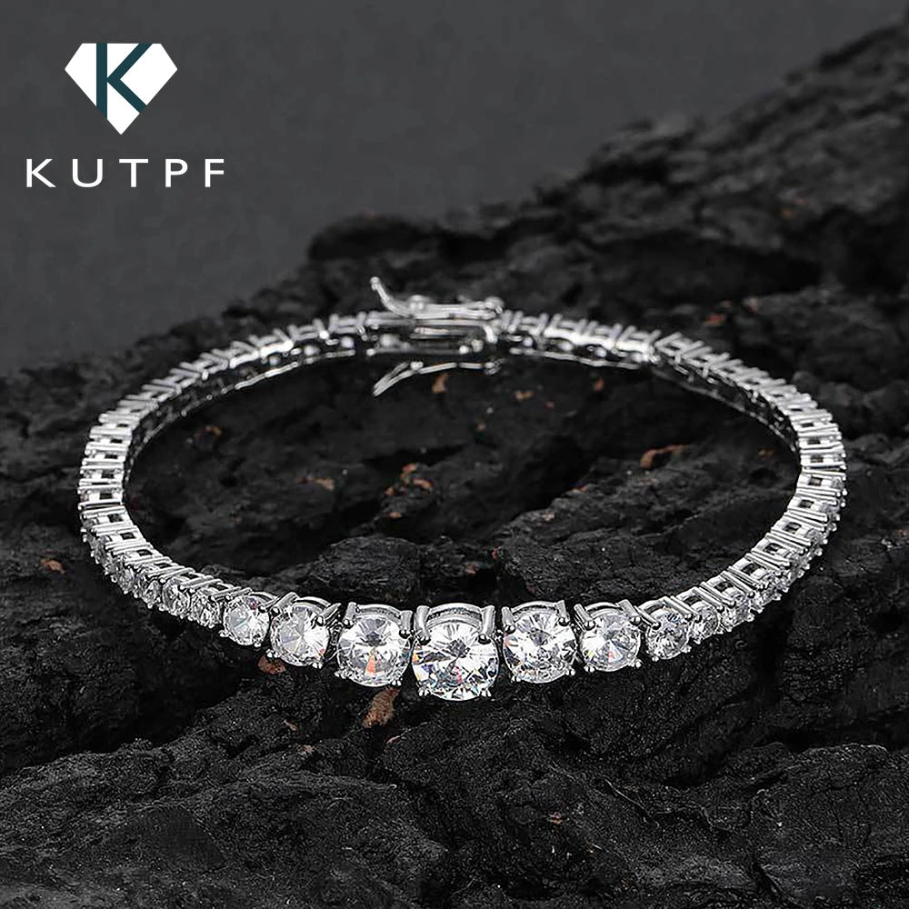 Full Moissanite Tennis Bracelet for Women with Certificate 3-5mm Size Gradient Lab Diamond Bracelets S925 Silver Plated 18K Gold