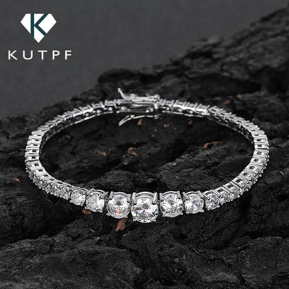 Full Moissanite Tennis Bracelet for Women with Certificate 3-5mm Size Gradient Lab Diamond Bracelets S925 Silver Plated 18K Gold