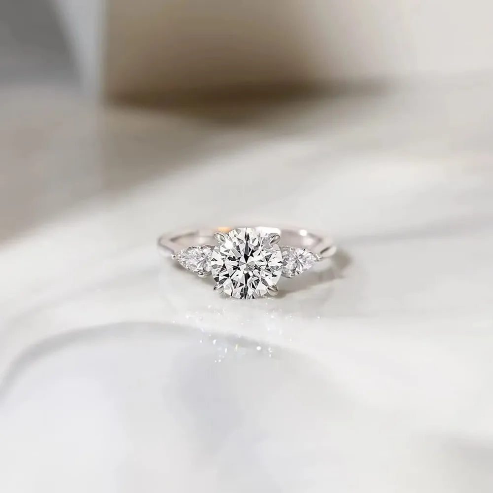 Trumium 925 silver ring Engagement Rings for Women Classic Round Cut  Promise Rings for Her Best Gift Wedding bands Jewelry
