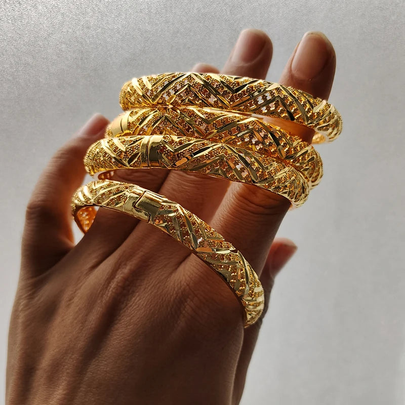 Gold Color Bangles For Women Girls Wedding Bracelet Bangles African Bridal  Jewelery Bijoux Femme wedding Bangles jewelry
