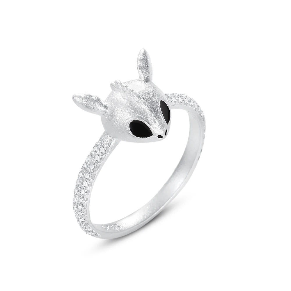 925 Sterling Silver Cute Cartoon Animal Character Ring Collection Lovely Cat Dog Alien Design Rings for Women Daily Jewelry