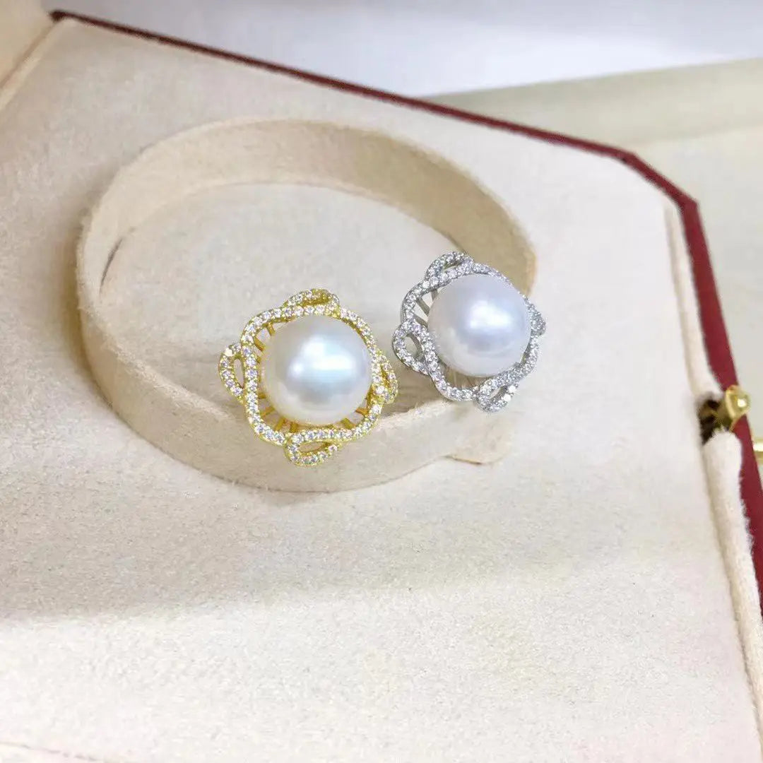Wholesale S925 Sterling Silver Earrings Mount Findings Settings Base Mounting Parts Accessory for 9-10mm Pearls 5 pairs/lot