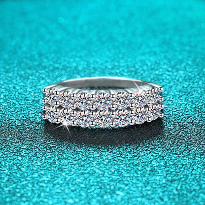 Smyoue 1.4CT 0.7CT 3mm Moissanite Ring for Women Half Enternity Diamond Band S925 Sterling Silver Plated White Gold Ring GRA