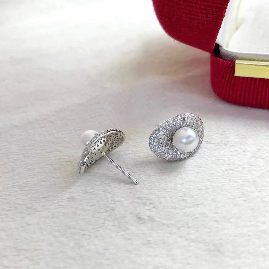 Wholesale S925 Sterling Silver Earrings Mount Findings Settings Base Mounting Parts Accessory for 4-5mm Pearls 5 pairs/lot
