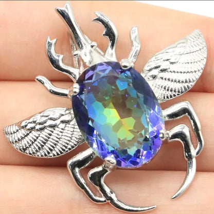 40x40mm Eye Catching Big beetle Zultanite Color Changing Alexandrite Topaz Mens Present Silver Pendant