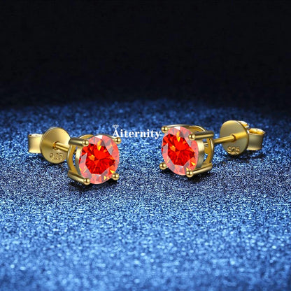 GRA Moissanite VVS1 Earrings Women 925 Sterling Silver Moissanita And Zircon Ear Studs Pink Yellow Red Orange Pass Diamond Test
