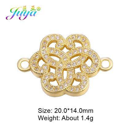 Juya Handmade 18K Gold Plated Cz Paved Decorative Copper Dragon Charms Connectors Accessories For DIY Talisman Jewelry Making