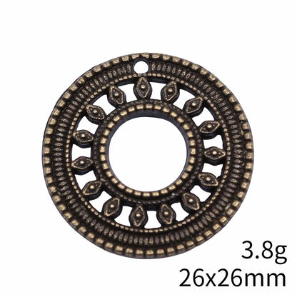 10pcs 26x26mm(1.02x1.02inch) 2 Colors Antique Bronze Color Antique Silver Color Circle Charms Pendants Jewelry Accessories