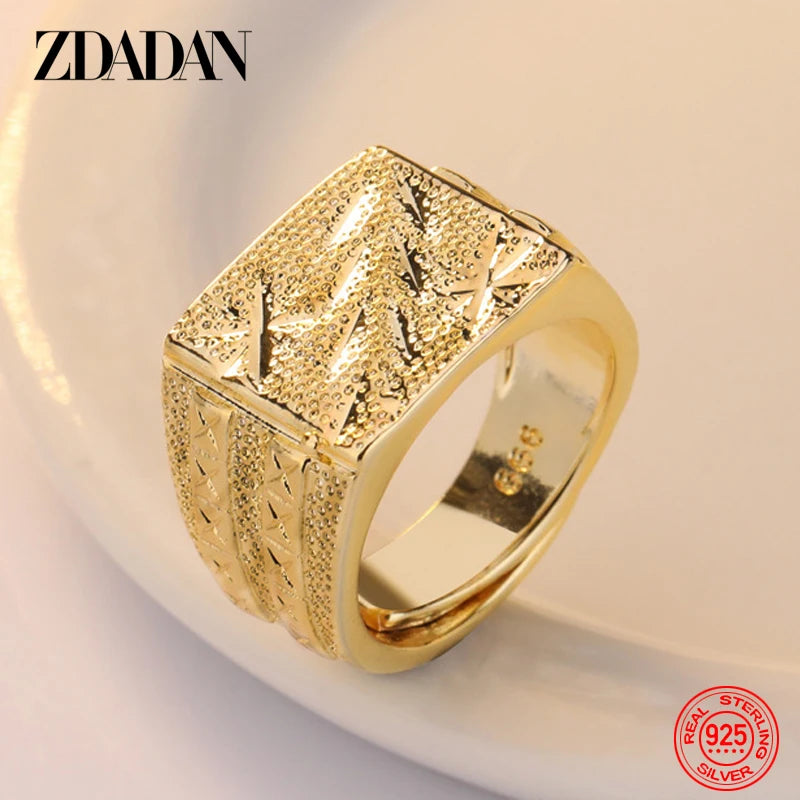 ZDADAN 925 Silver 18K Gold Ring For Women Men Wedding Jewelry