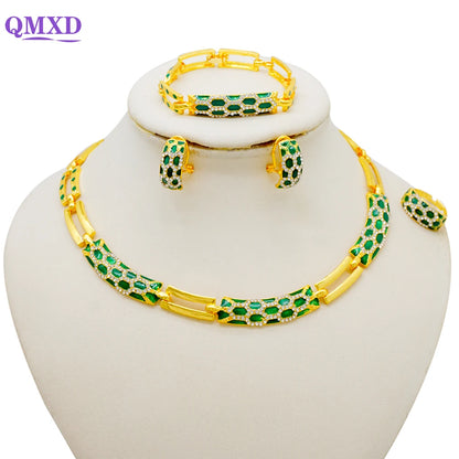 Dubai Gold Color Jewelry Sets African Indian wedding Bridal Wife gifts Necklace Bracelet Earrings ring Jewelery for Women 2022