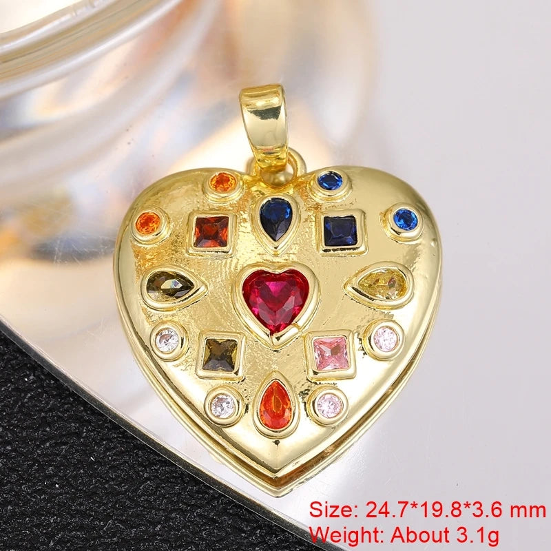 Juya 18K Real Gold Plated Star Of David Palm Tree Bird Flower Love Heart Evil Eye Charms For DIY Fashion Pendant Jewelry Making